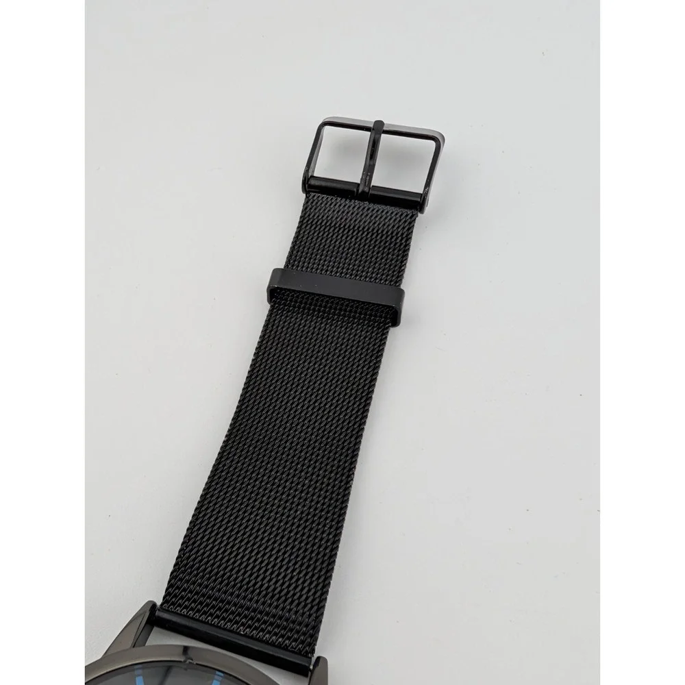 Geneva‎ Watch Men 42mm Black Case Mesh Metal Band- New Battery